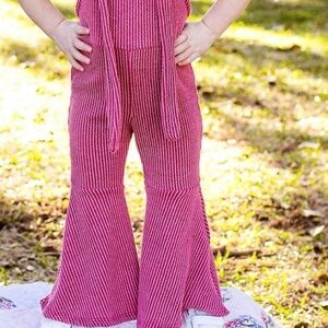 Pink bell bottom overalls